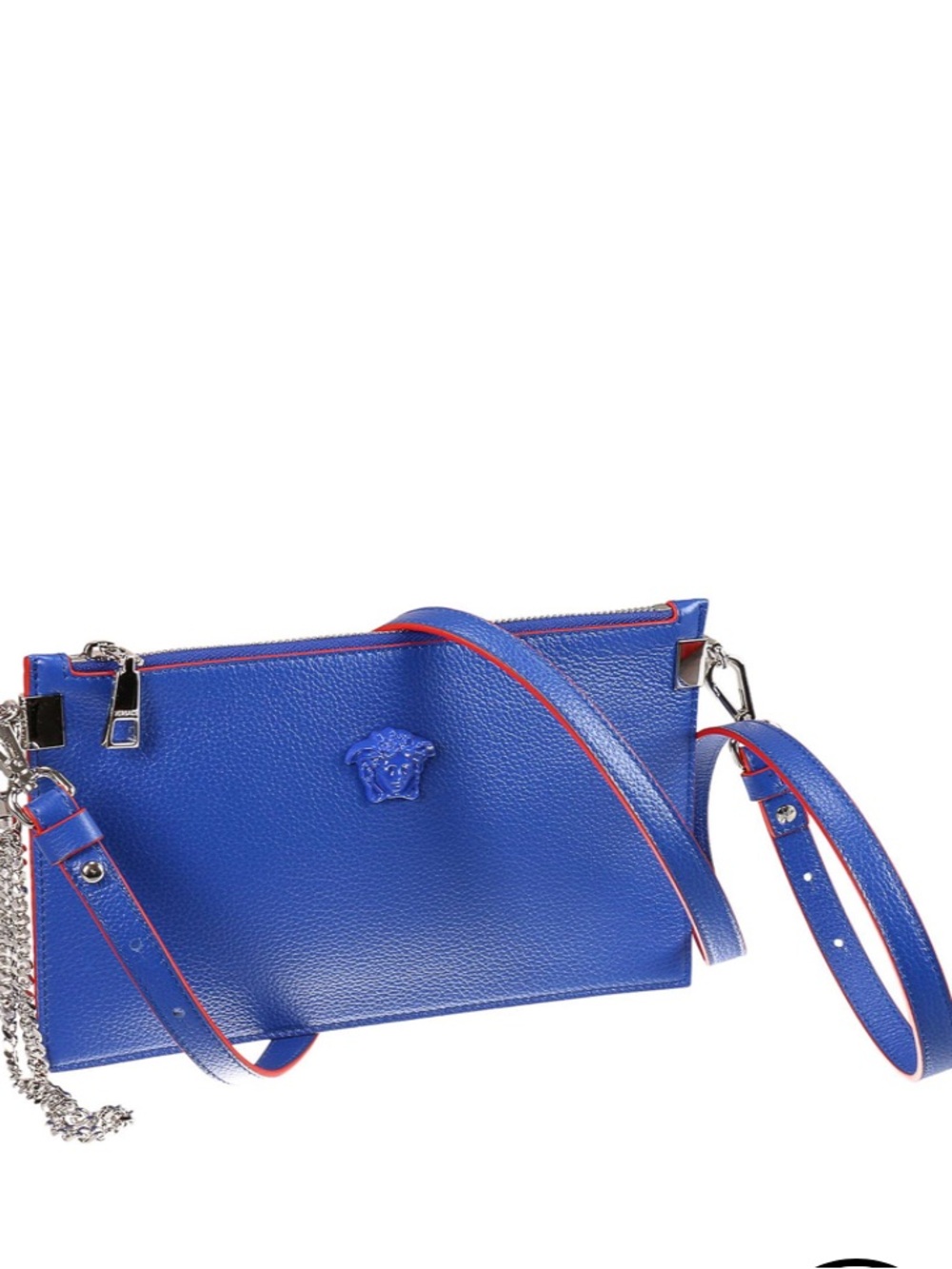 Versace Palazzo Blue Leather Clutch New Authentic